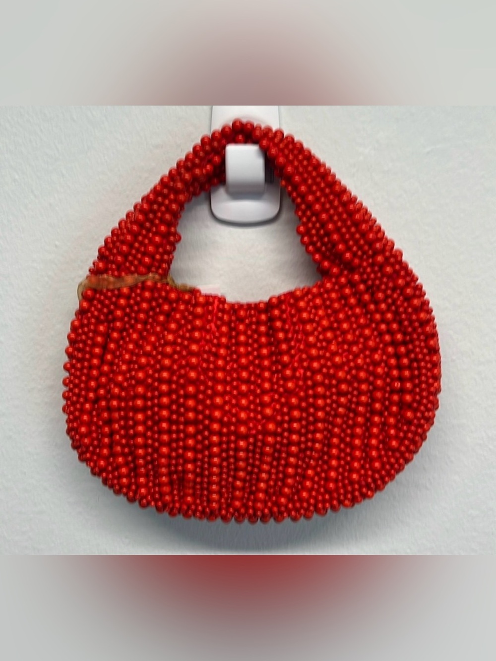 Made in India beaded red had moon shoulder bag